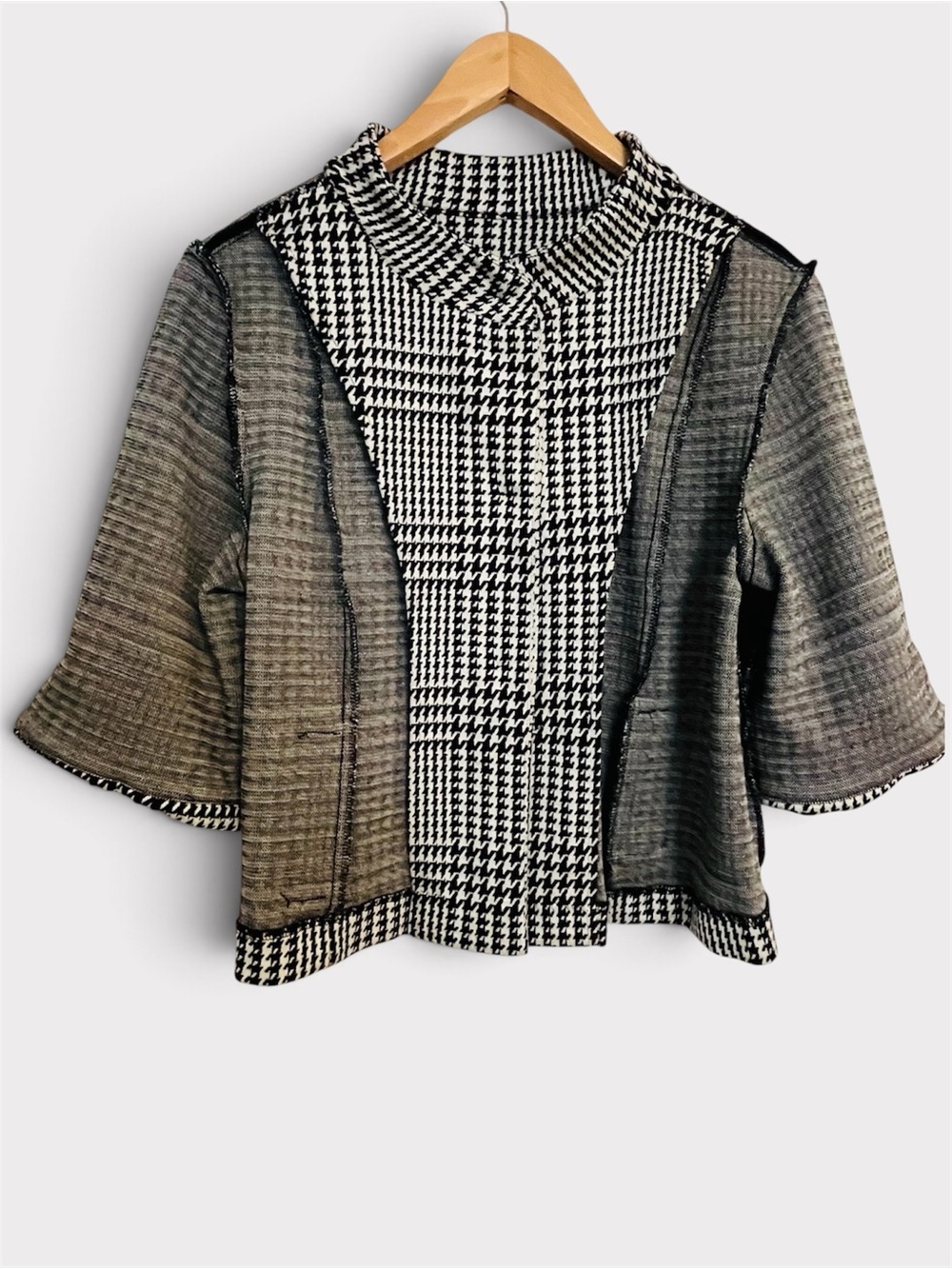 Y2K Vintage Jessica Houndstooth Plaid Cropped Jacket Size 12 Made in Canada - Picture 9 of 13